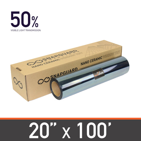 Nano Ceramic Window Tint For Heat - 20in x 100ft (50%) + Lifetime Warranty