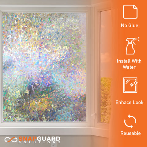 Snapguard Solutions Privacy Stained Glass - Rainbow Window Film (Static Cling, Non-Adhesive)